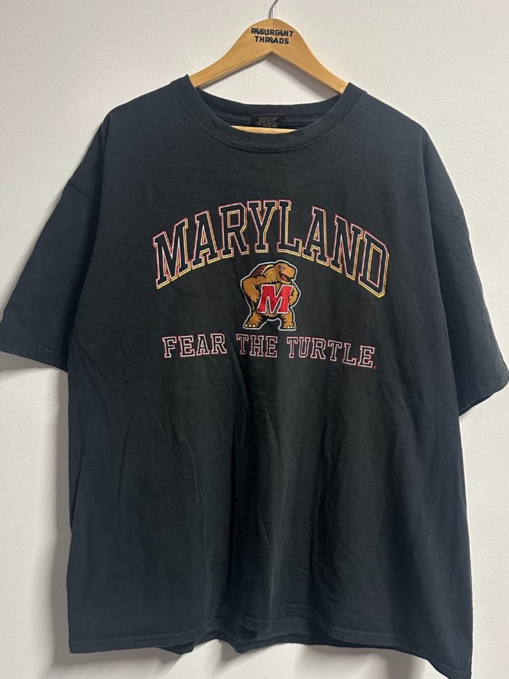 Y2K 00's University of Maryland Fear the Turtle T-shirt JanSport Black Men's 2XL